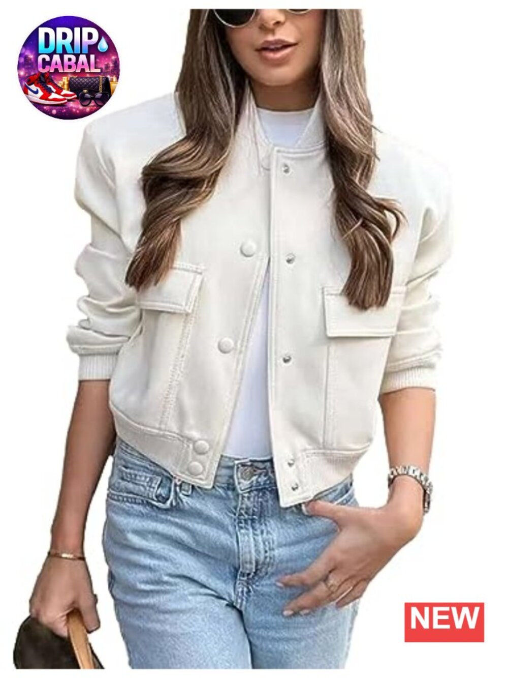 Womens Cropped Bomber Jacket Button Down Varsity Shacket